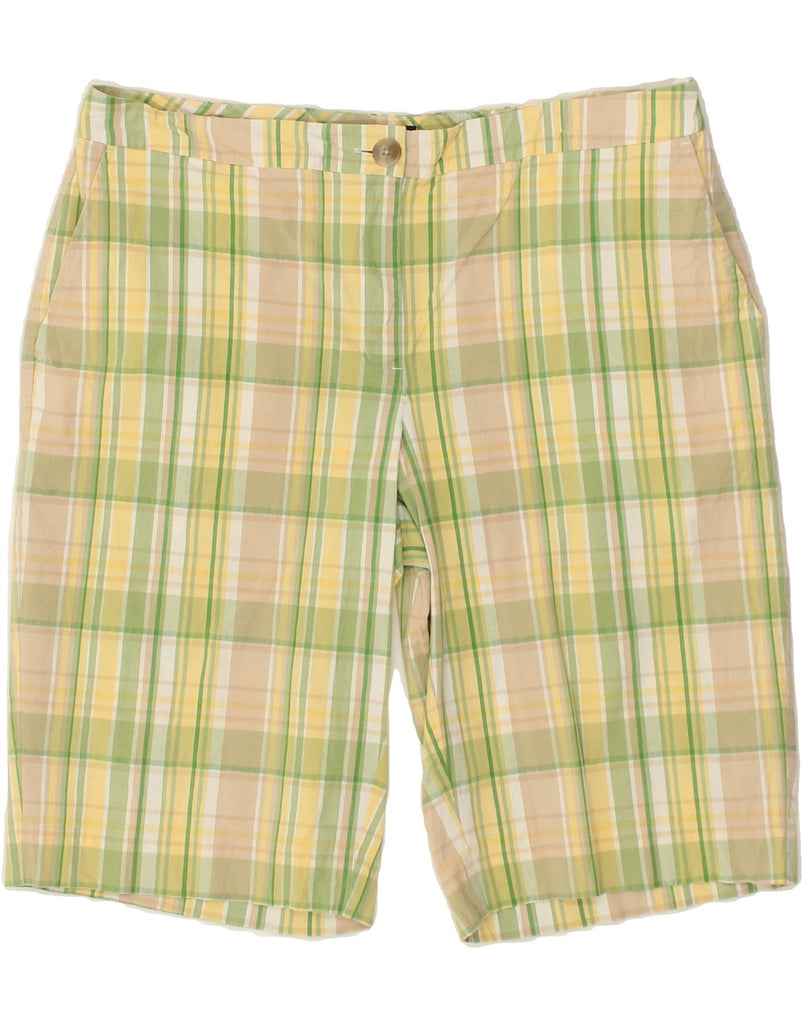 IZOD Womens Chino Shorts US 12 Large W34  Green Check Cotton | Vintage Izod | Thrift | Second-Hand Izod | Used Clothing | Messina Hembry 