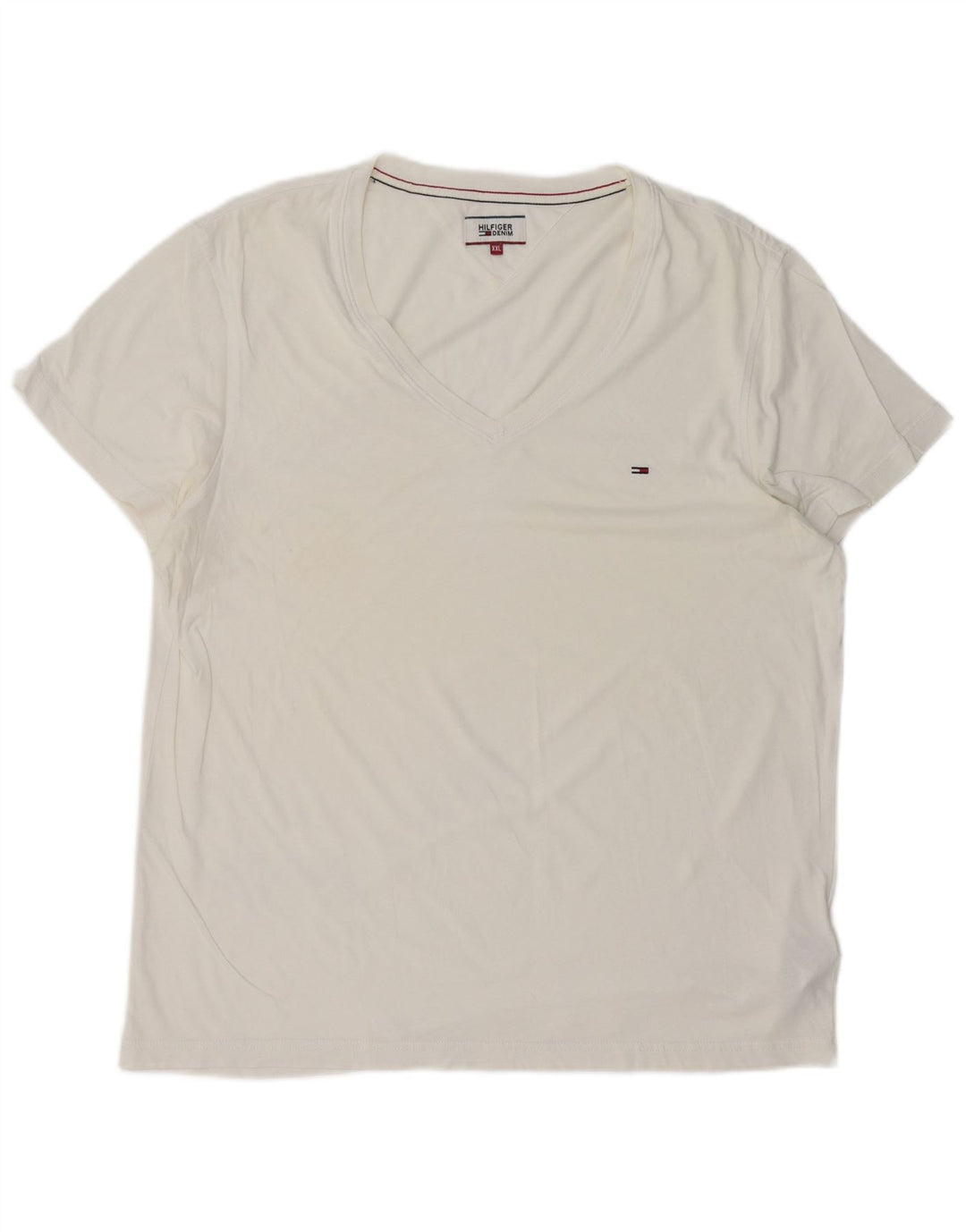 TOMMY HILFIGER Mens T-Shirt Top 2XL White Cotton