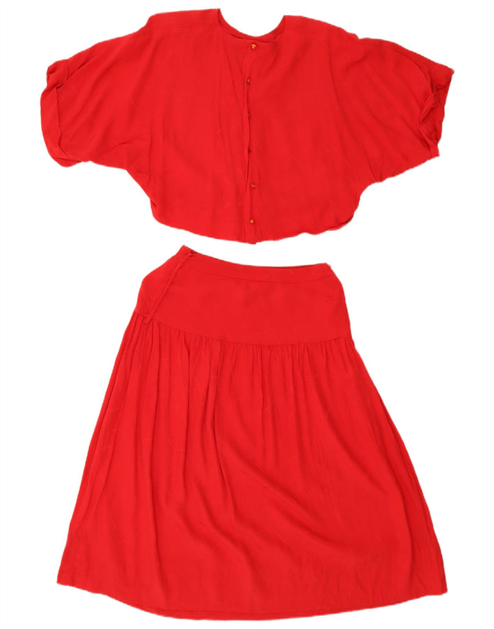 Vintage Womens Oversized 2 Piece Skirt Set UK 14 Medium W26  Red