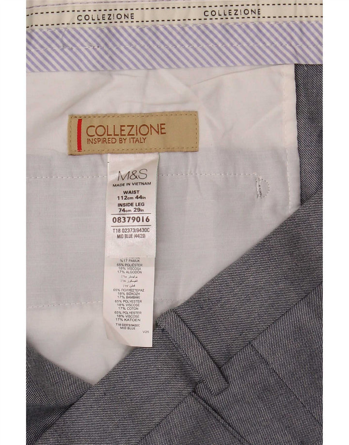 Marks & Spencer Mens Straight Chino Trousers W44 L29 Grey Polyester