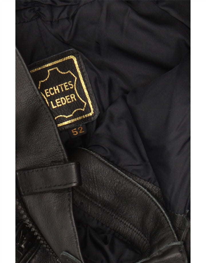 VINTAGE Mens Moto Racer Leather Trousers IT 52 Large W32 L27 Black Leather