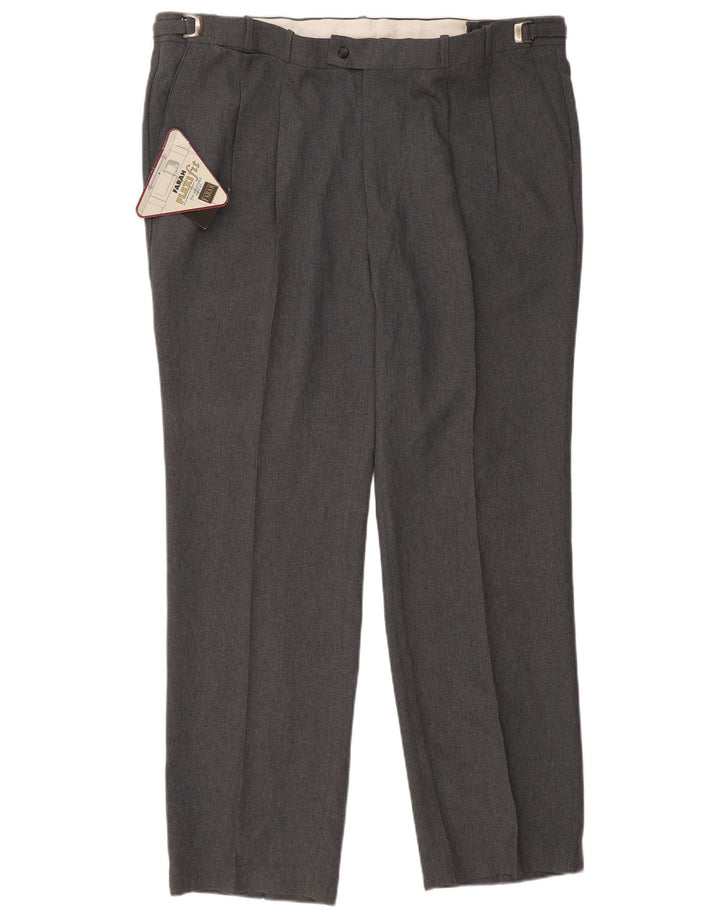 Farah Mens Pegged Suit Trousers W46 L33 Grey Polyester
