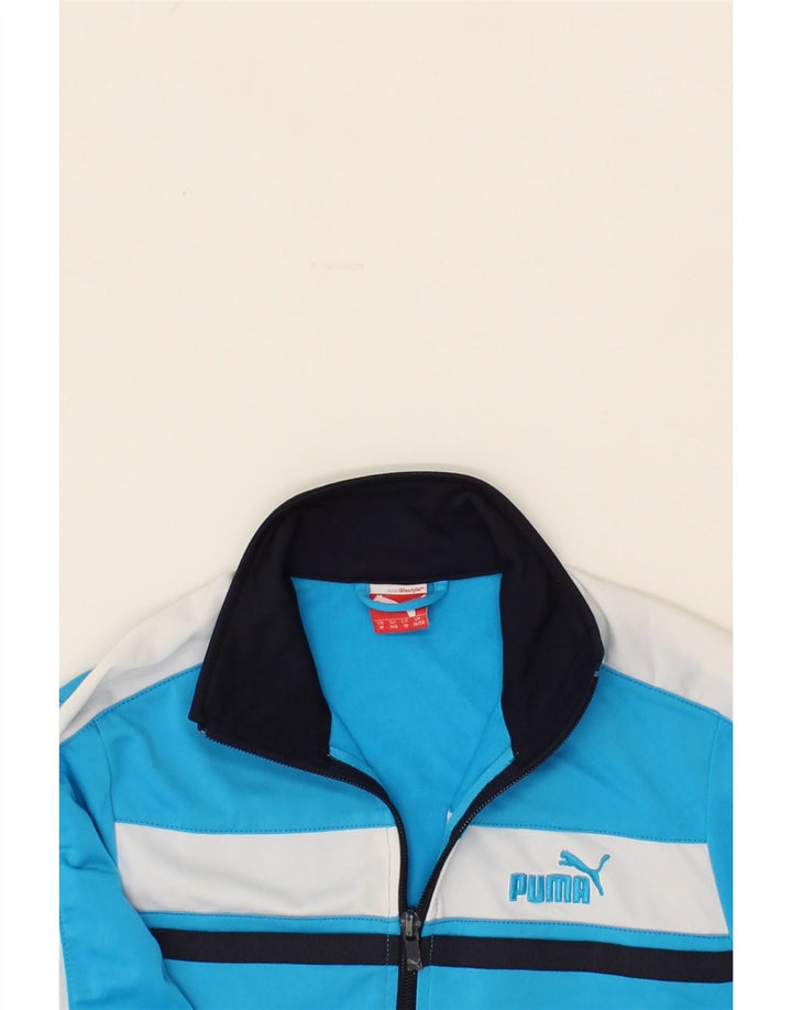 PUMA Boys Graphic Tracksuit Top Jacket 9-10 Years Medium Blue Colourblock Vintage Puma and Second-Hand Puma from Messina Hembry 