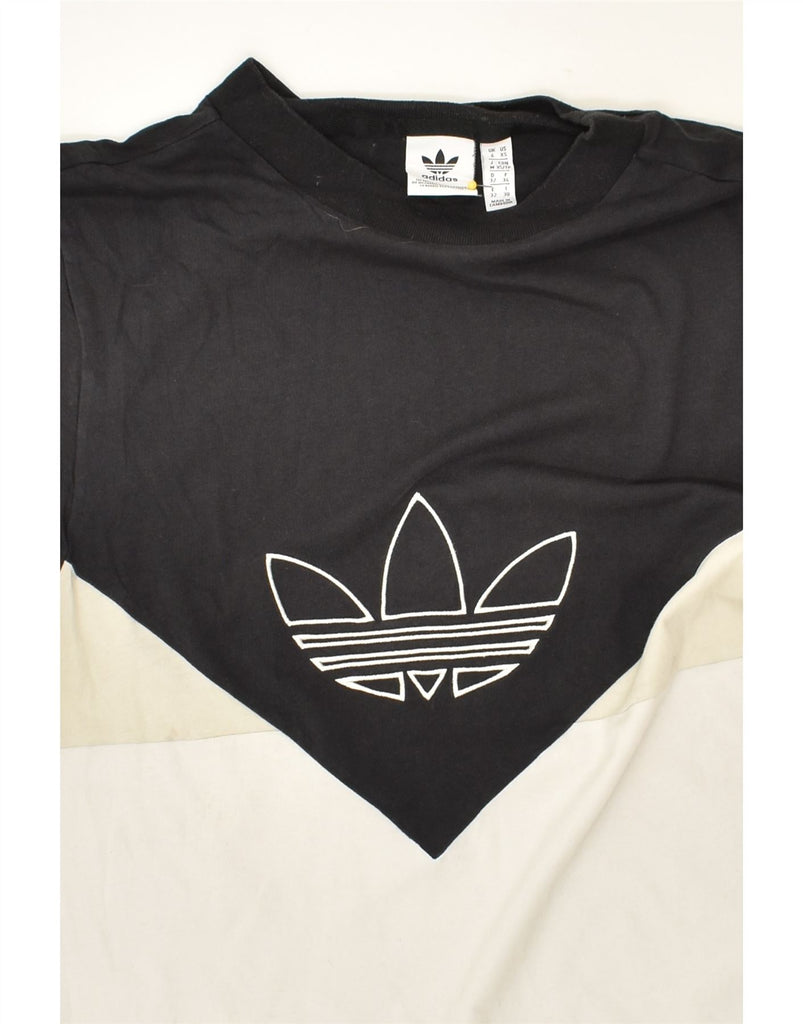 ADIDAS Womens Graphic T-Shirt Top UK 6 XS  Black Colourblock Cotton | Vintage Adidas | Thrift | Second-Hand Adidas | Used Clothing | Messina Hembry 