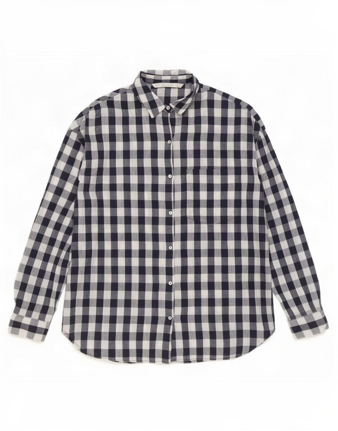 Zara Womens Trafaluc Oversized Shirt UK 10 Small Navy Blue Gingham