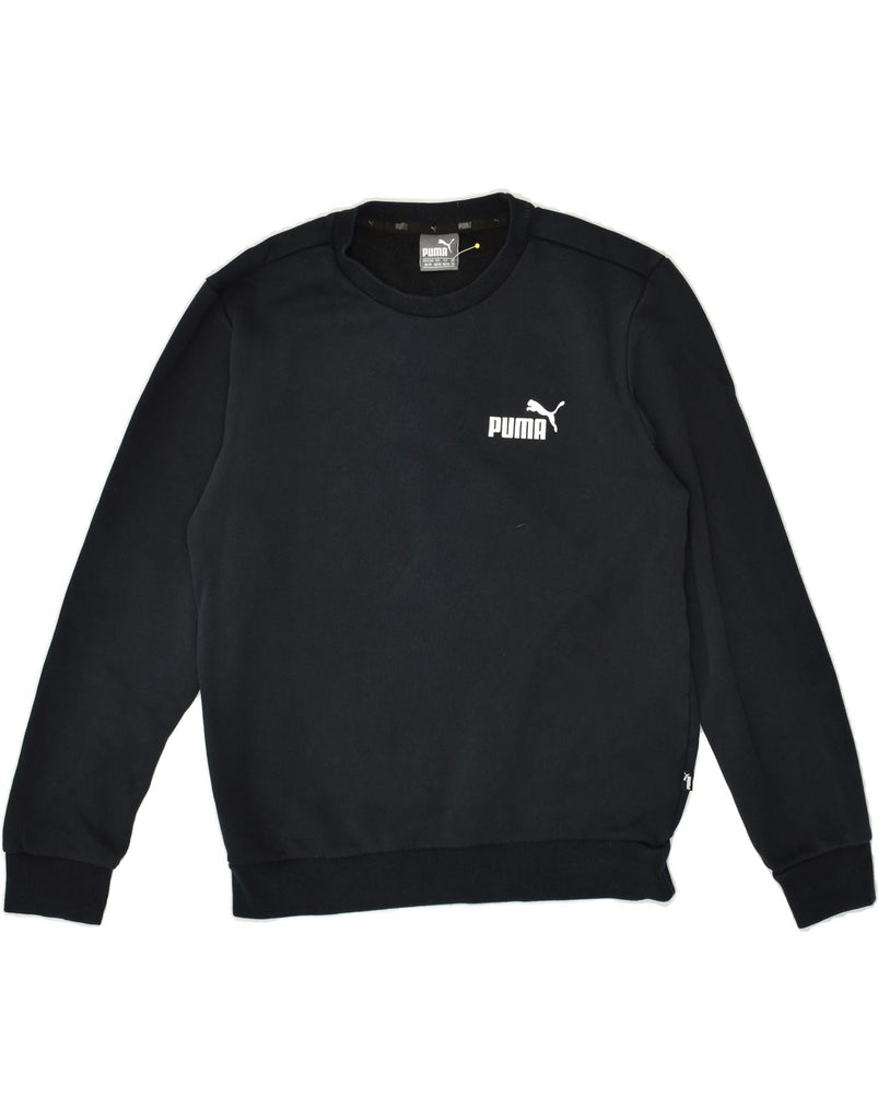 PUMA Mens Graphic Sweatshirt Jumper XS Black Cotton | Vintage Puma | Thrift | Second-Hand Puma | Used Clothing | Messina Hembry 