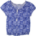 IZOD Womens Short Sleeve Shirt Blouse UK 18 XL Blue Patchwork Cotton Vintage Izod and Second-Hand Izod from Messina Hembry 