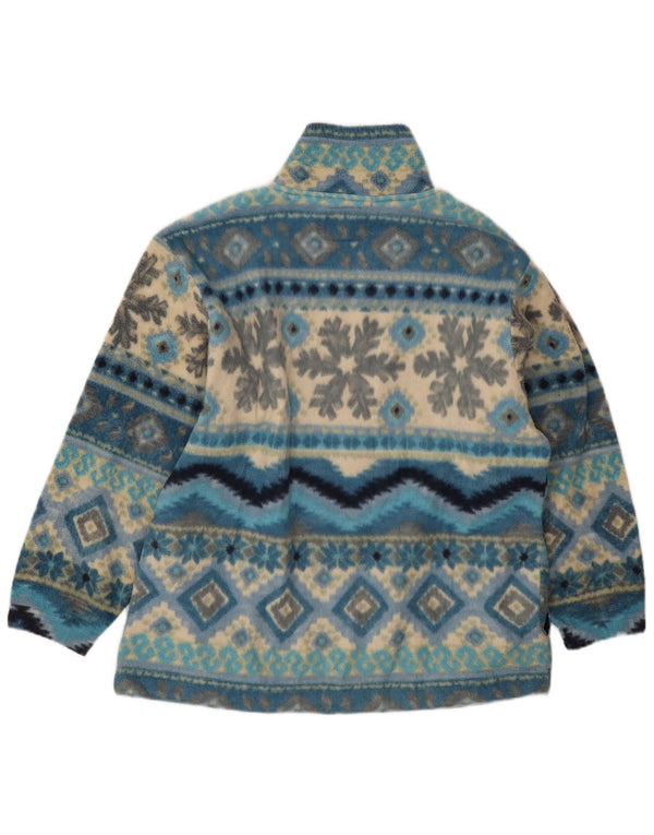 F.LLI Campagnolo Womens Oversized Fleece Jumper UK 10 Small Blue Fair Isle