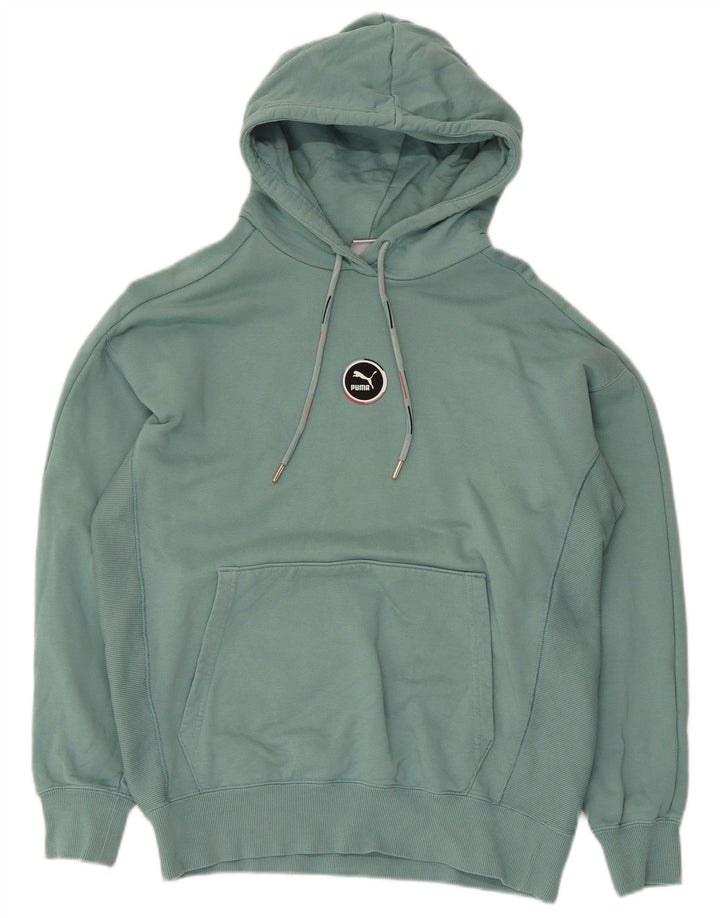 Puma Womens Oversized Hoodie Jumper UK 10 Small Blue Cotton