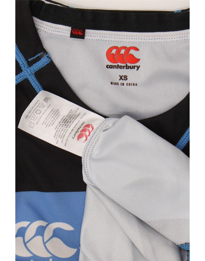 CANTERBURY Mens T-Shirt Top XS Blue Striped Polyester