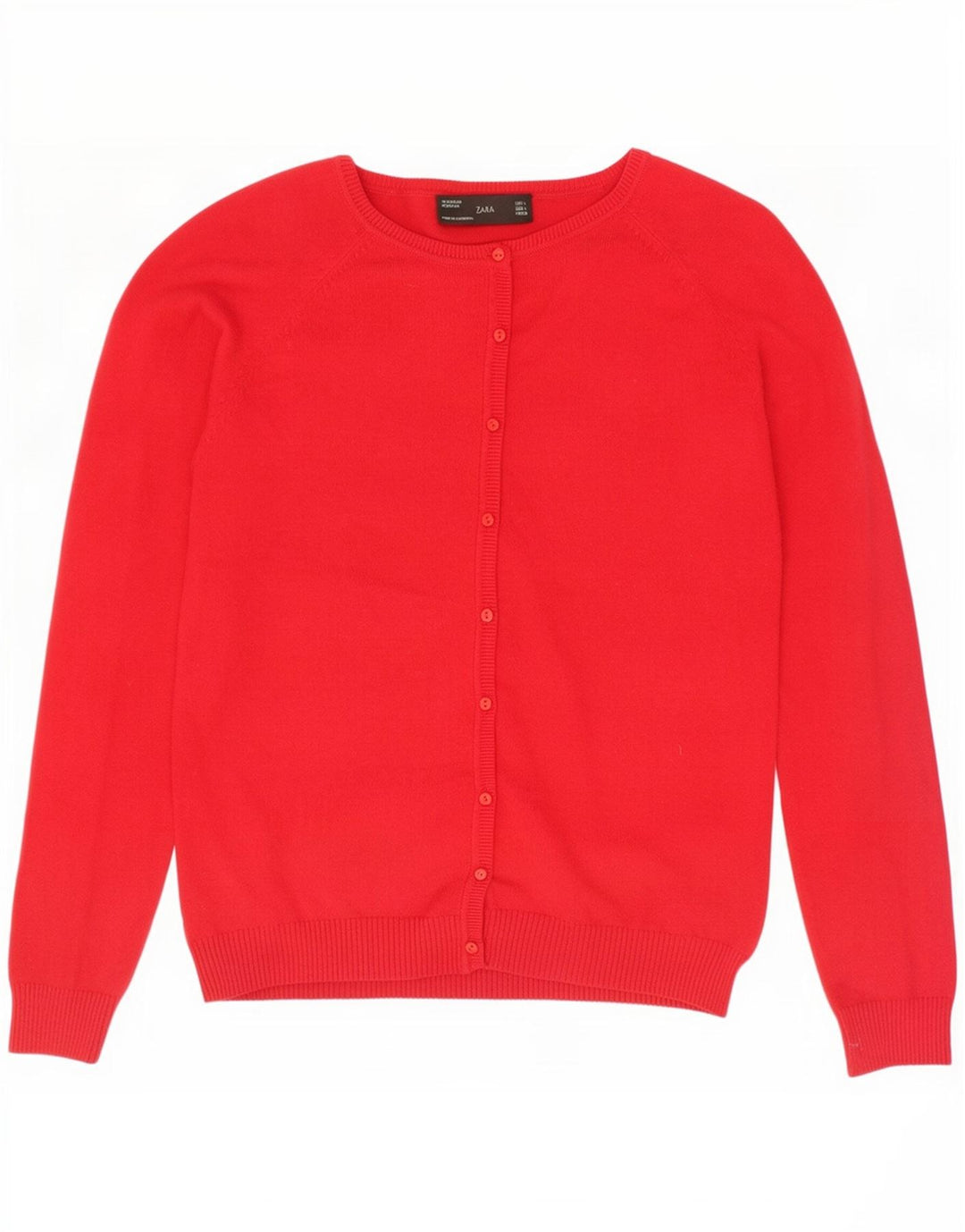 Zara Womens Cardigan Sweater UK 14 Large Red Cotton