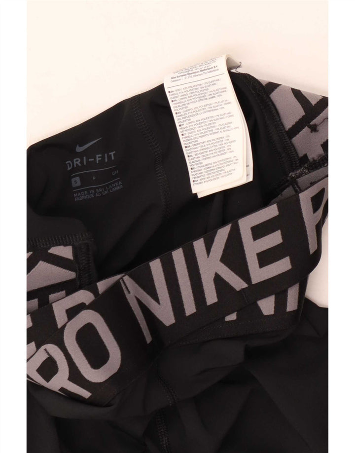 Nike Womens Dri Fit Graphic Leggings UK 8 Small Black Polyester