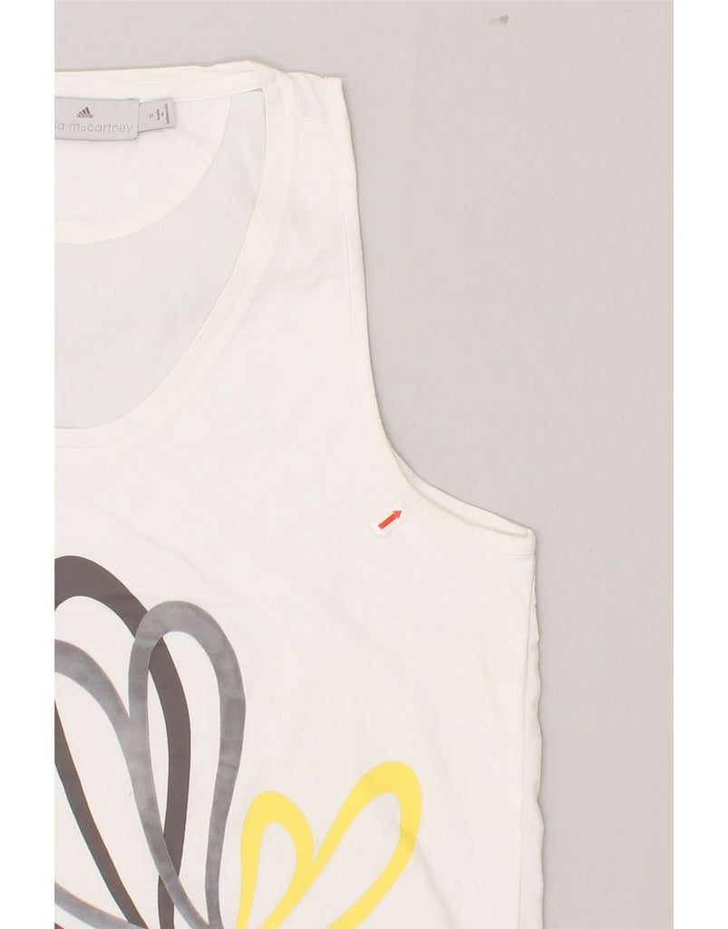 ADIDAS Womens Stella McCartney Graphic Vest Top UK 10 Small White Vintage Adidas and Second-Hand Adidas from Messina Hembry 