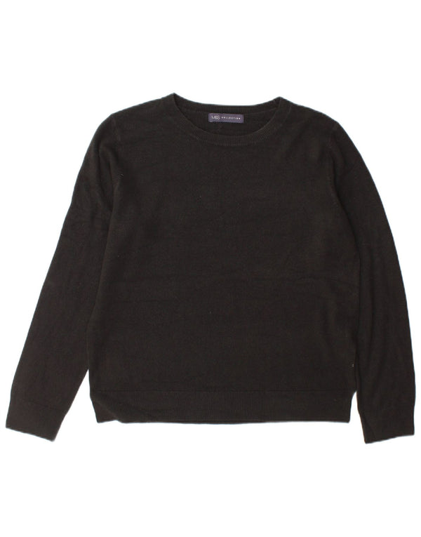 Marks & Spencer Womens Crew Neck Jumper Sweater UK 14 Medium Black Acrylic