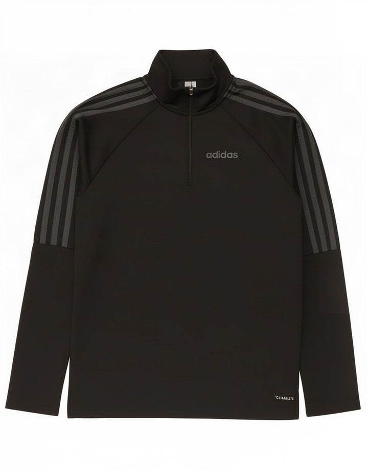 Adidas Mens Climalite Zip Neck Pullover Tracksuit Top Small Black Polyester