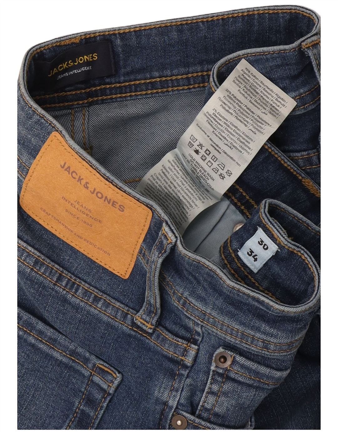 Jack & Jones Mens GLENN Slim Jeans  W30 L34 Blue Cotton