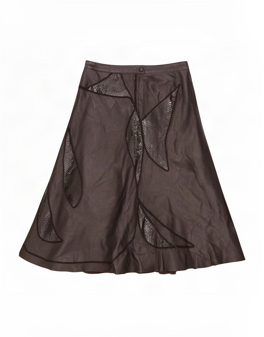 Vintage Womens Leather Skirt IT 44 Medium W28 Black Patchwork