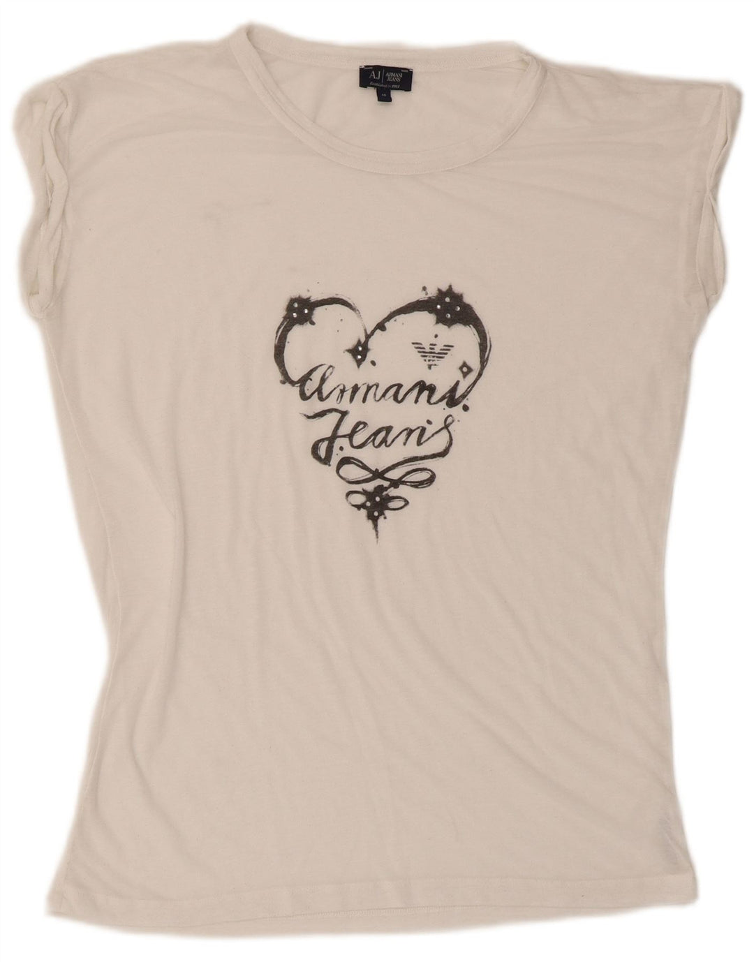 Armani Jeans Womens Graphic T-Shirt Top EU 40 Medium White