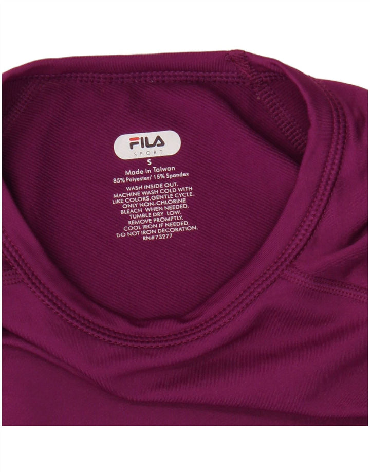 Fila Womens Graphic Top Long Sleeve UK 10 Small Purple Polyester