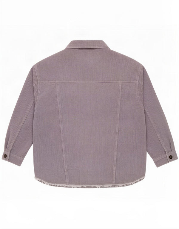 Zara Womens Oversized Corduroy Jacket UK 6 XS Purple Cotton