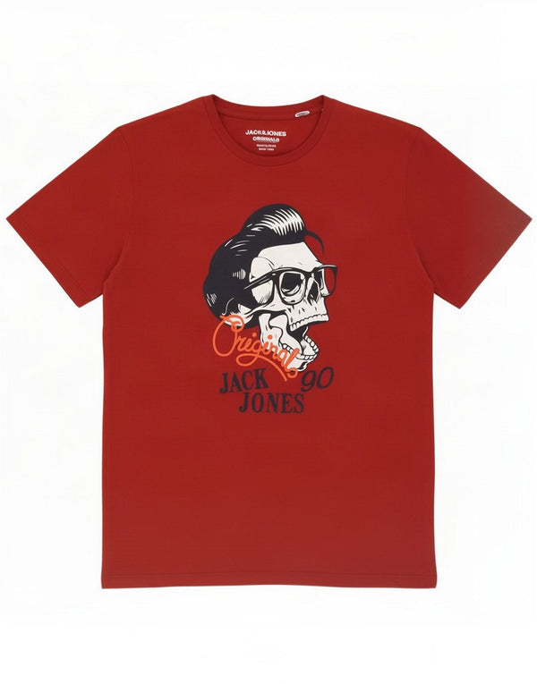 Jack & Jones Mens Graphic T-Shirt Top XL Red Cotton