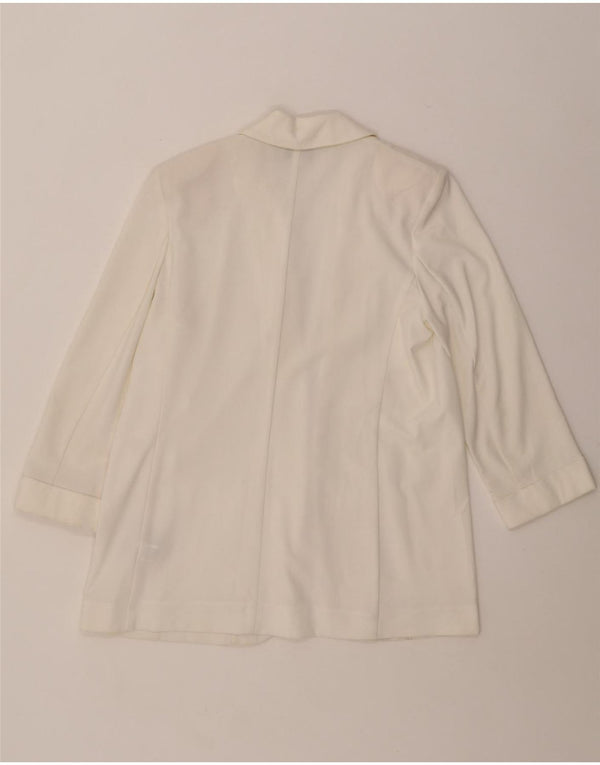 MARKS & SPENCER Womens 3/4 Sleeve Open Blazer Jacket UK 12 Medium White