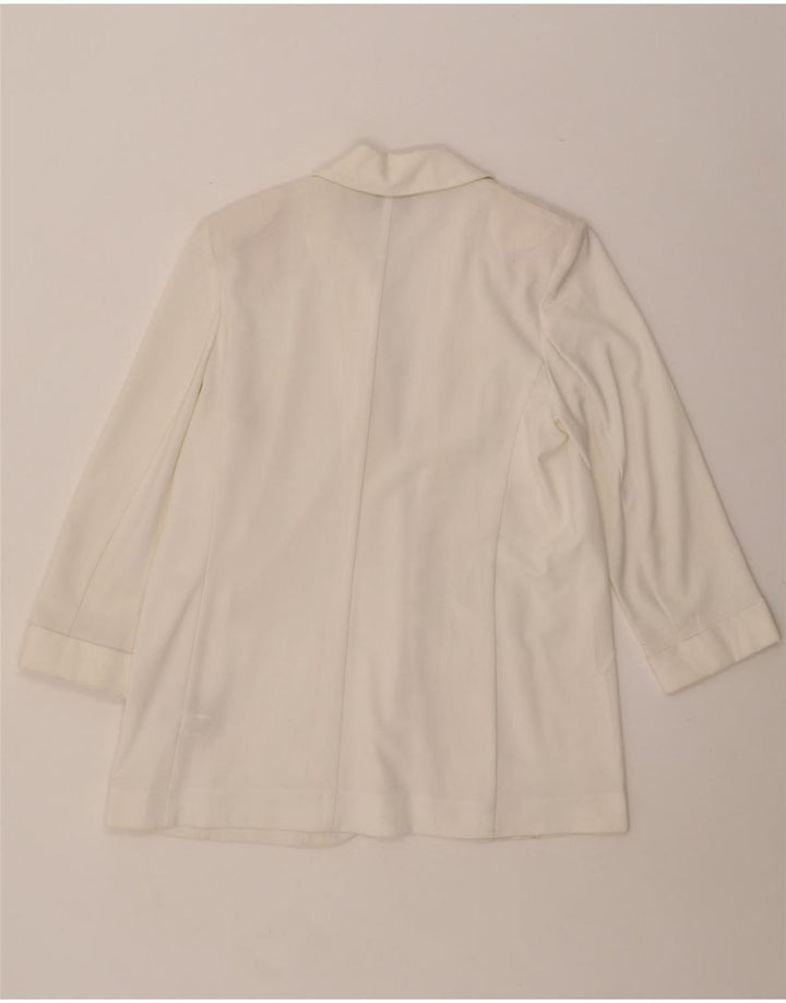 MARKS & SPENCER Womens 3/4 Sleeve Open Blazer Jacket UK 12 Medium White