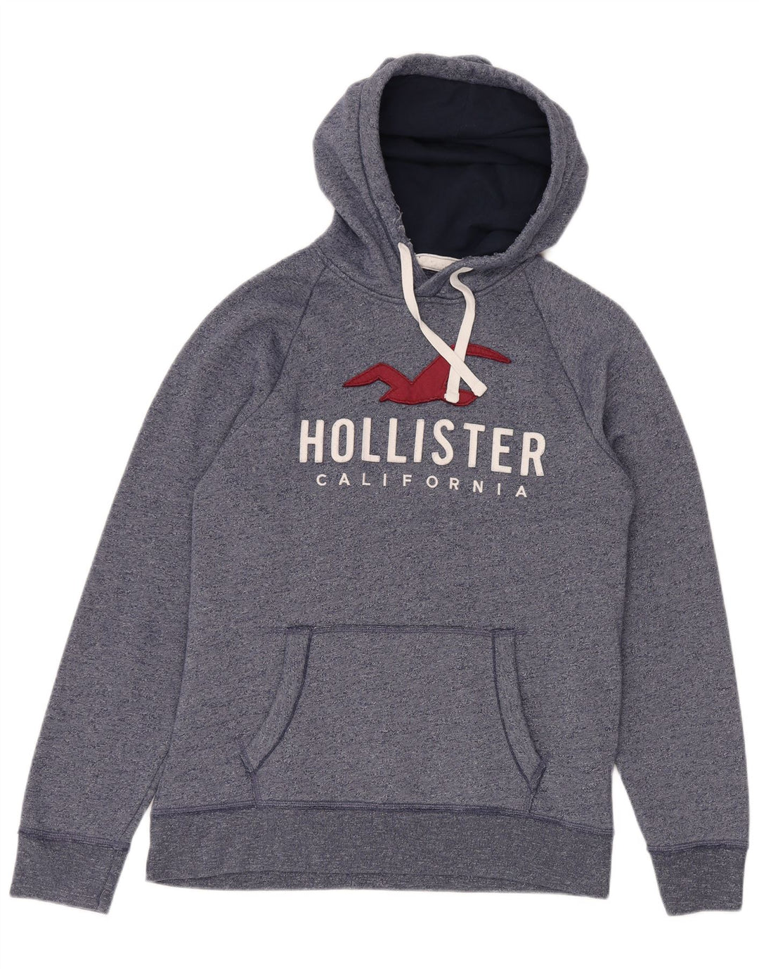 HOLLISTER Mens Graphic Hoodie Jumper XL Blue Flecked Cotton