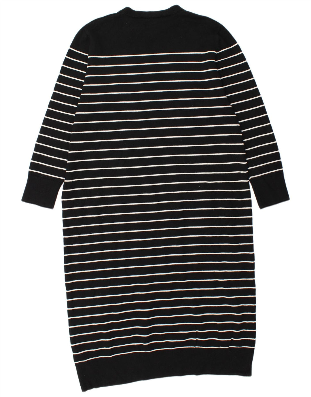 ZARA Womens Long Sleeve Jumper Dress UK 18 XL Black Striped Viscose
