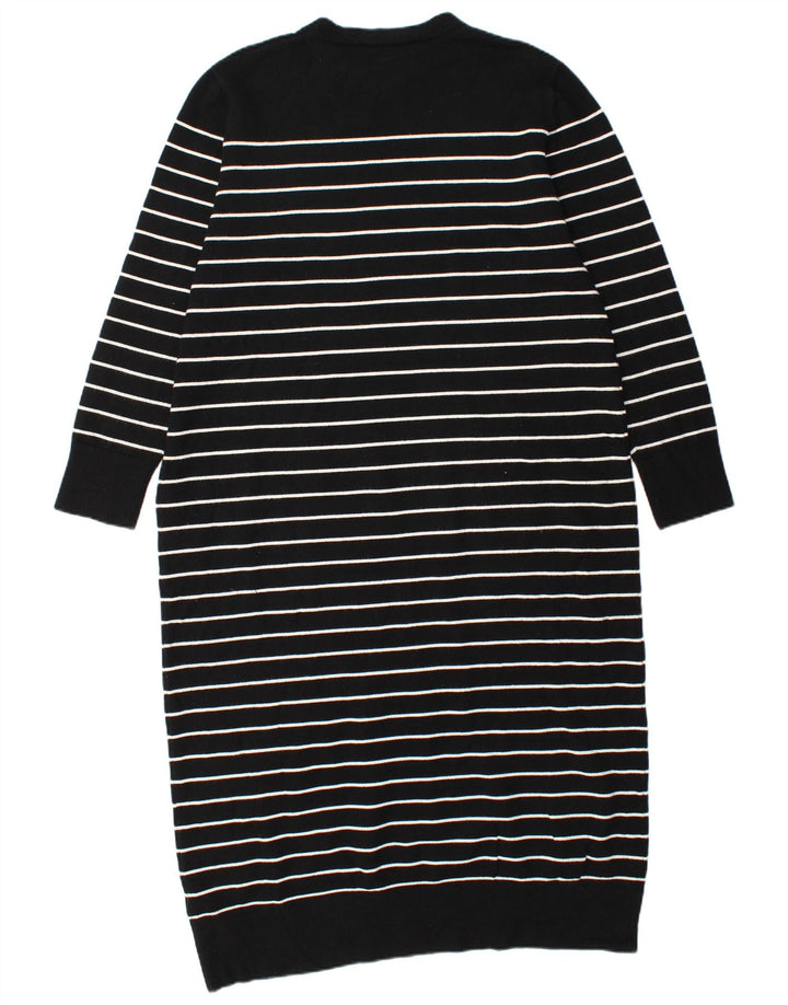 ZARA Womens Long Sleeve Jumper Dress UK 18 XL Black Striped Viscose