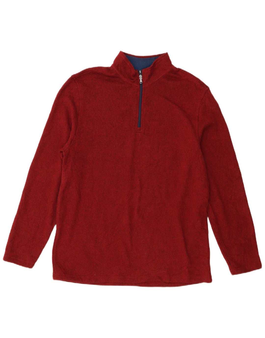 Izod Mens Zip Neck Sweatshirt Jumper XL Red Flecked Polyester