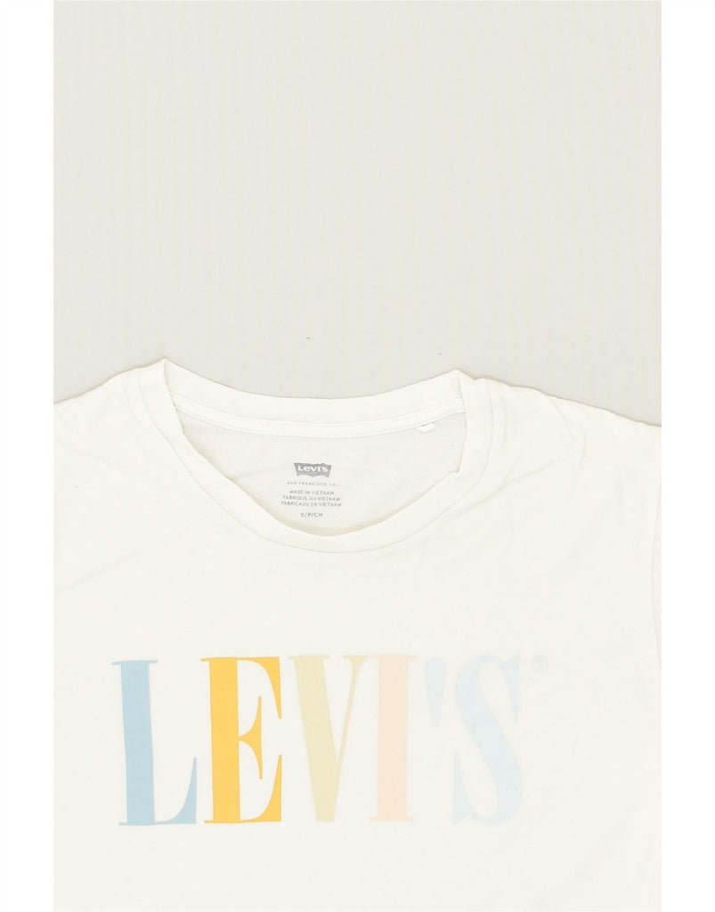 LEVI'S Womens Graphic T-Shirt Top UK 10 Small White Cotton | Vintage Levi's | Thrift | Second-Hand Levi's | Used Clothing | Messina Hembry 