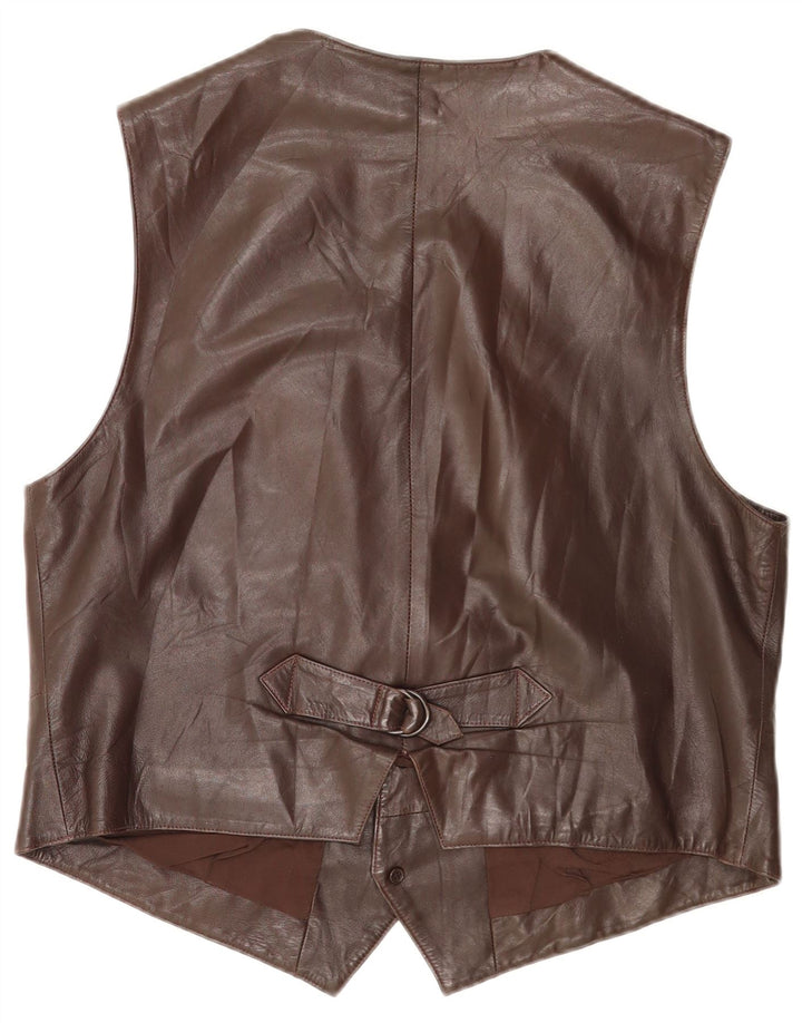 Creation Mens Waistcoat EU 54 2XL Brown Leather