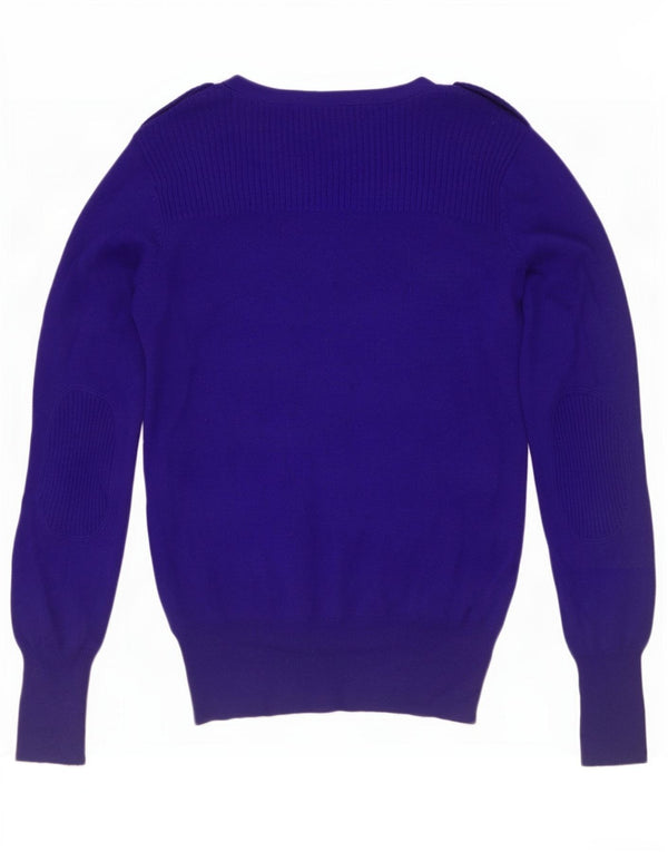 Marks & Spencer Womens Military Cardigan Sweater UK 10 Small Navy Blue