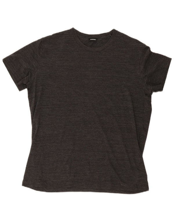Diesel Mens T-Shirt Top XL Grey Flecked Cotton