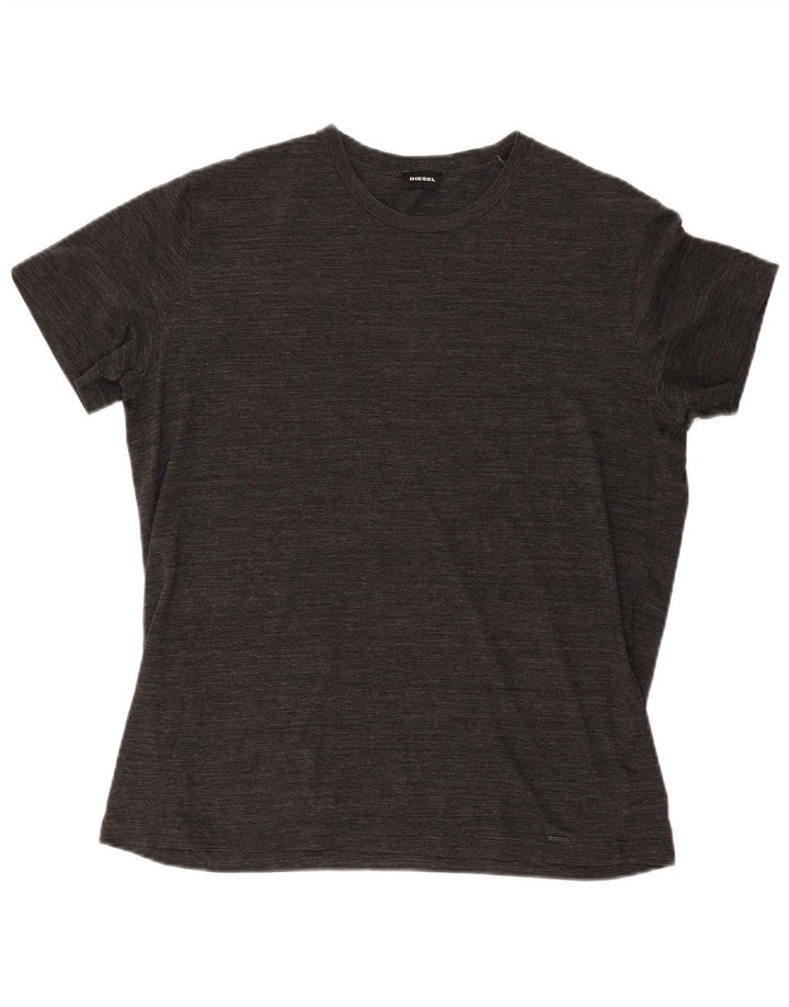Diesel Mens T-Shirt Top XL Grey Flecked Cotton