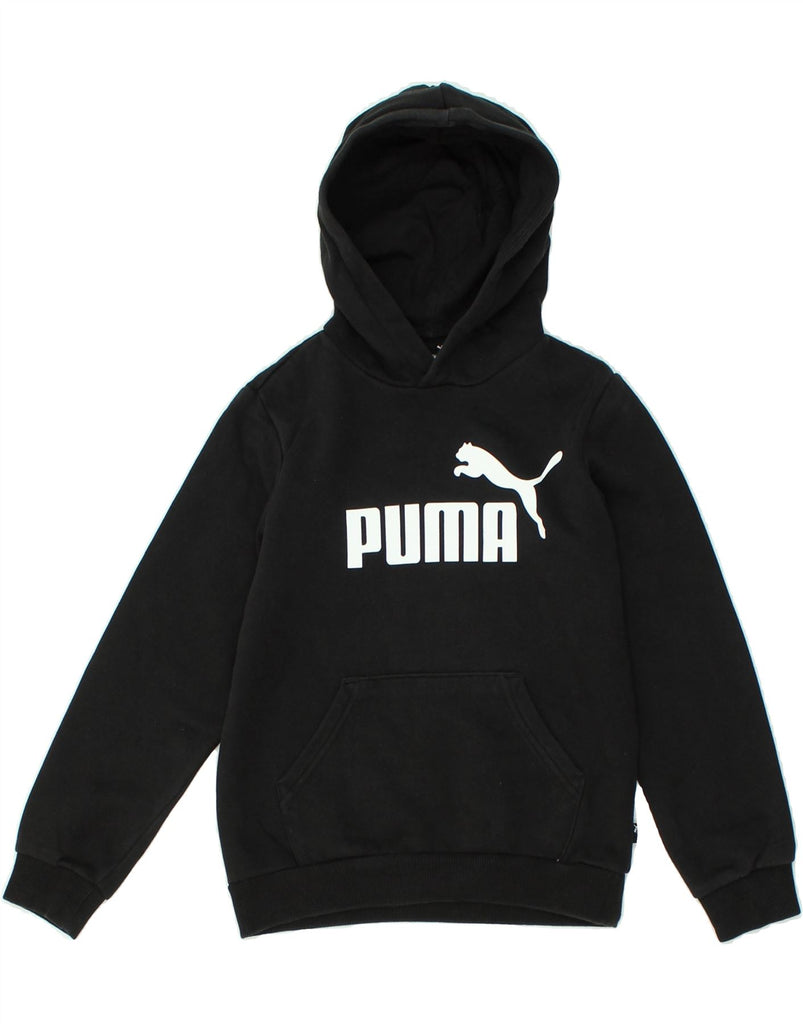 PUMA Boys Graphic Hoodie Jumper 9-10 Years Black Cotton | Vintage Puma | Thrift | Second-Hand Puma | Used Clothing | Messina Hembry 