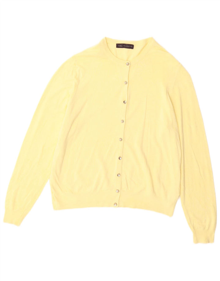 Marks & Spencer Womens Cardigan Sweater UK 16 Large Yellow Viscose