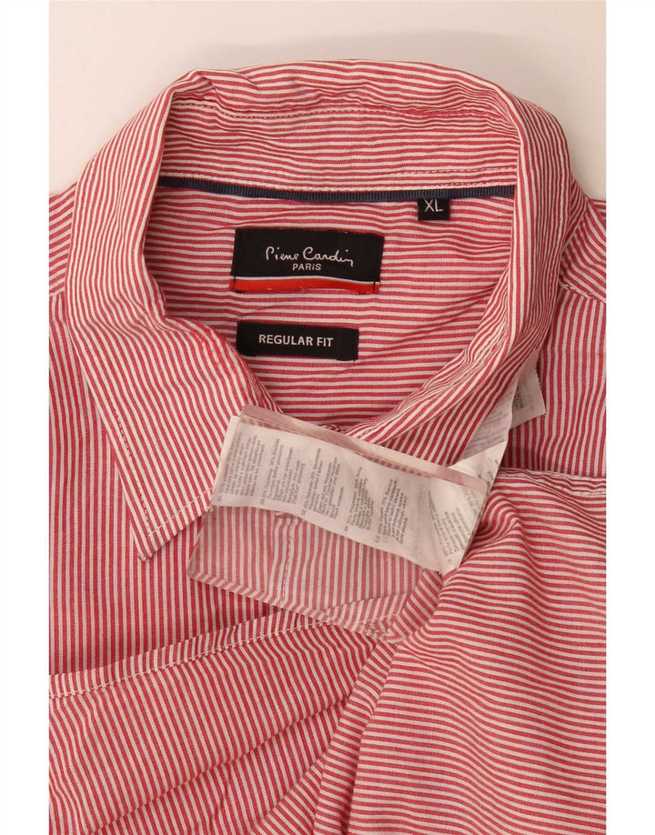 Pierre Cardin Mens Regular Fit Shirt XL Red Pinstripe Polyester