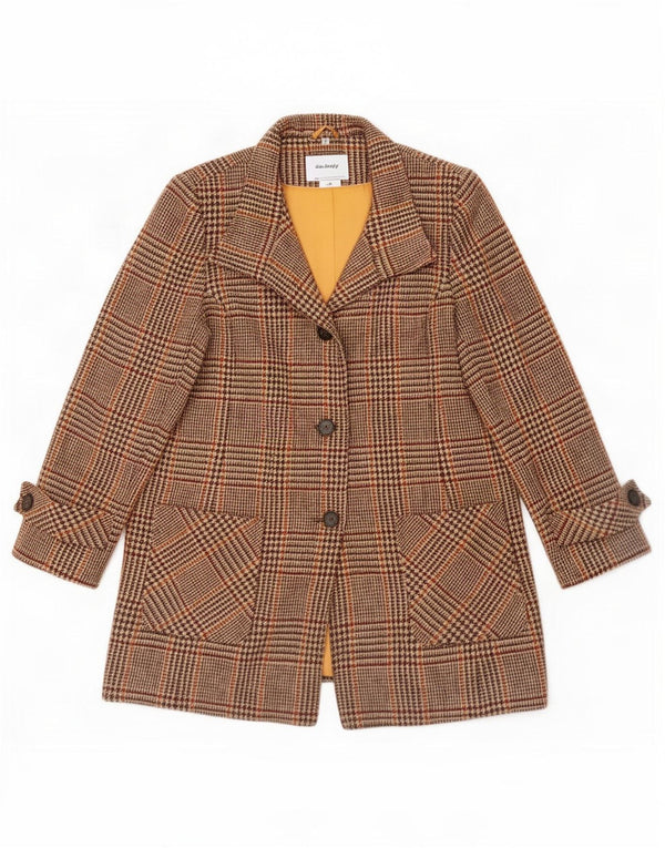 Harris Tweed Womens Overcoat UK 16 Large Brown Plaid New Wool