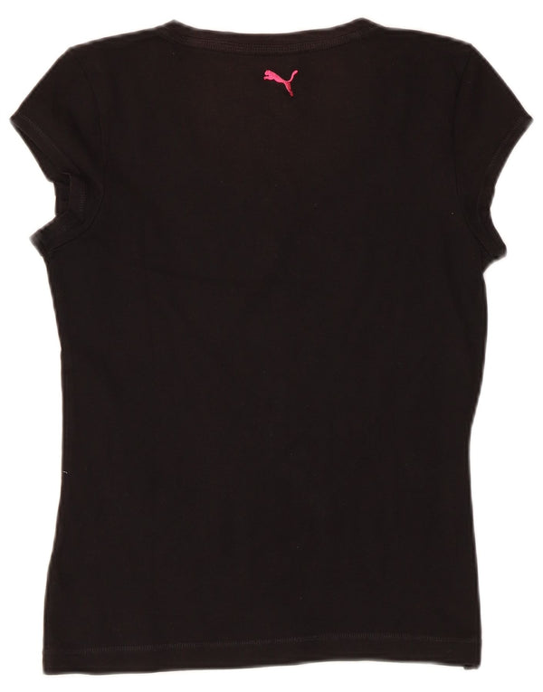 Puma Womens Short Sleeve Regular Graphic T-Shirt Top UK 6 XS Black