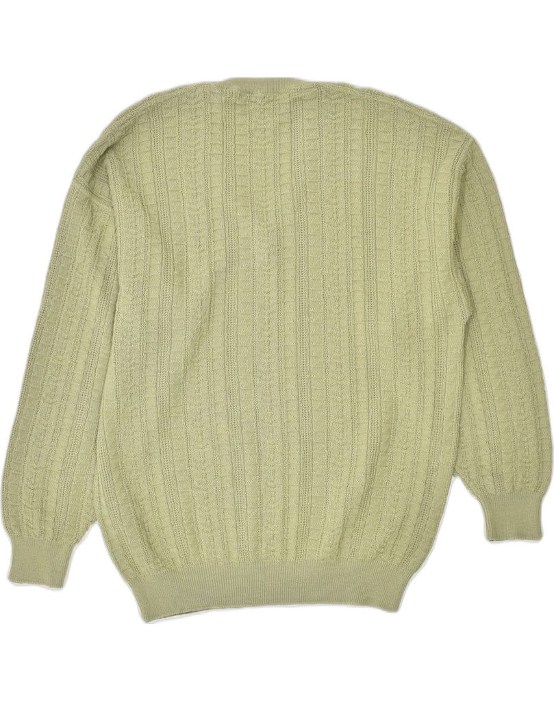 IL GRANCHIO Mens V-Neck Jumper Sweater Large Khaki Wool | Vintage Il Granchio | Thrift | Second-Hand Il Granchio | Used Clothing | Messina Hembry 