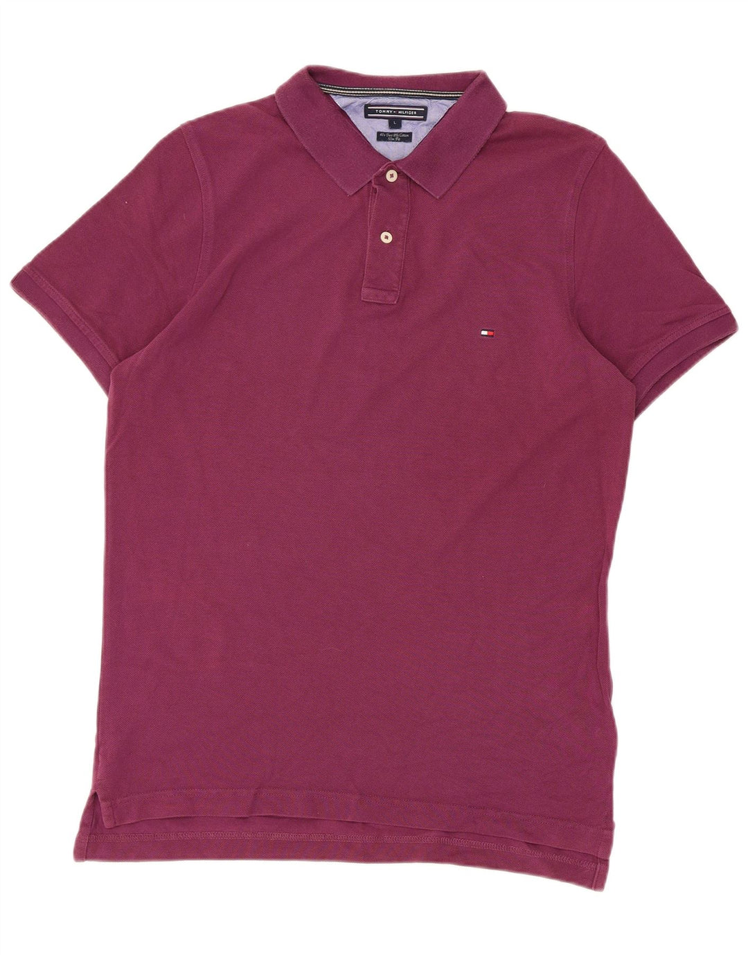 Tommy Hilfiger Mens Slim Fit Polo Shirt Large Purple Cotton