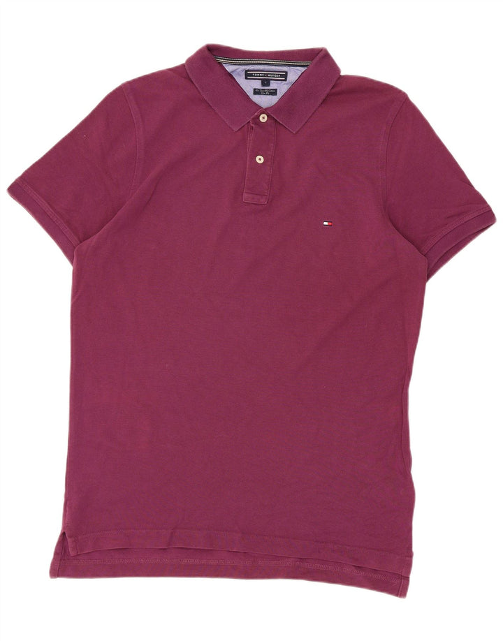 Tommy Hilfiger Mens Slim Fit Polo Shirt Large Purple Cotton