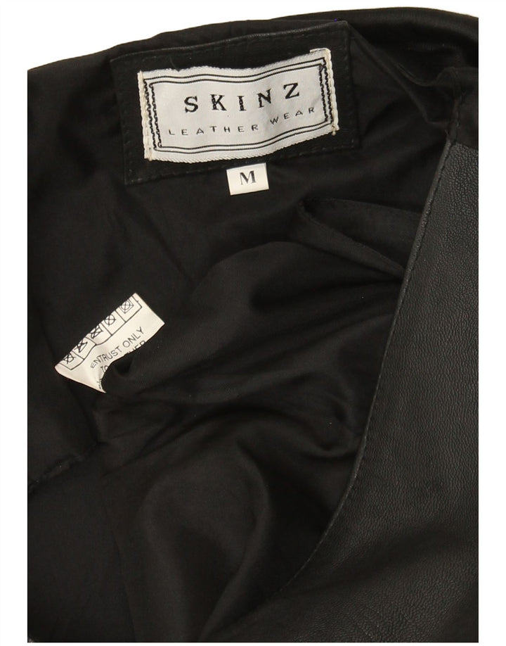 SKINZ Mens Leather Waistcoat Medium Black Leather