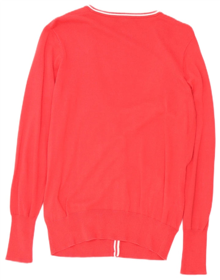 Fred Perry Womens Cardigan Sweater UK 10 Small Red Cotton