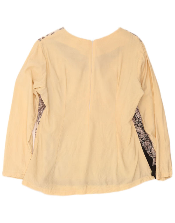 Vintage Womens Long Sleeve Blouse Top UK 16 Large Beige Paisley