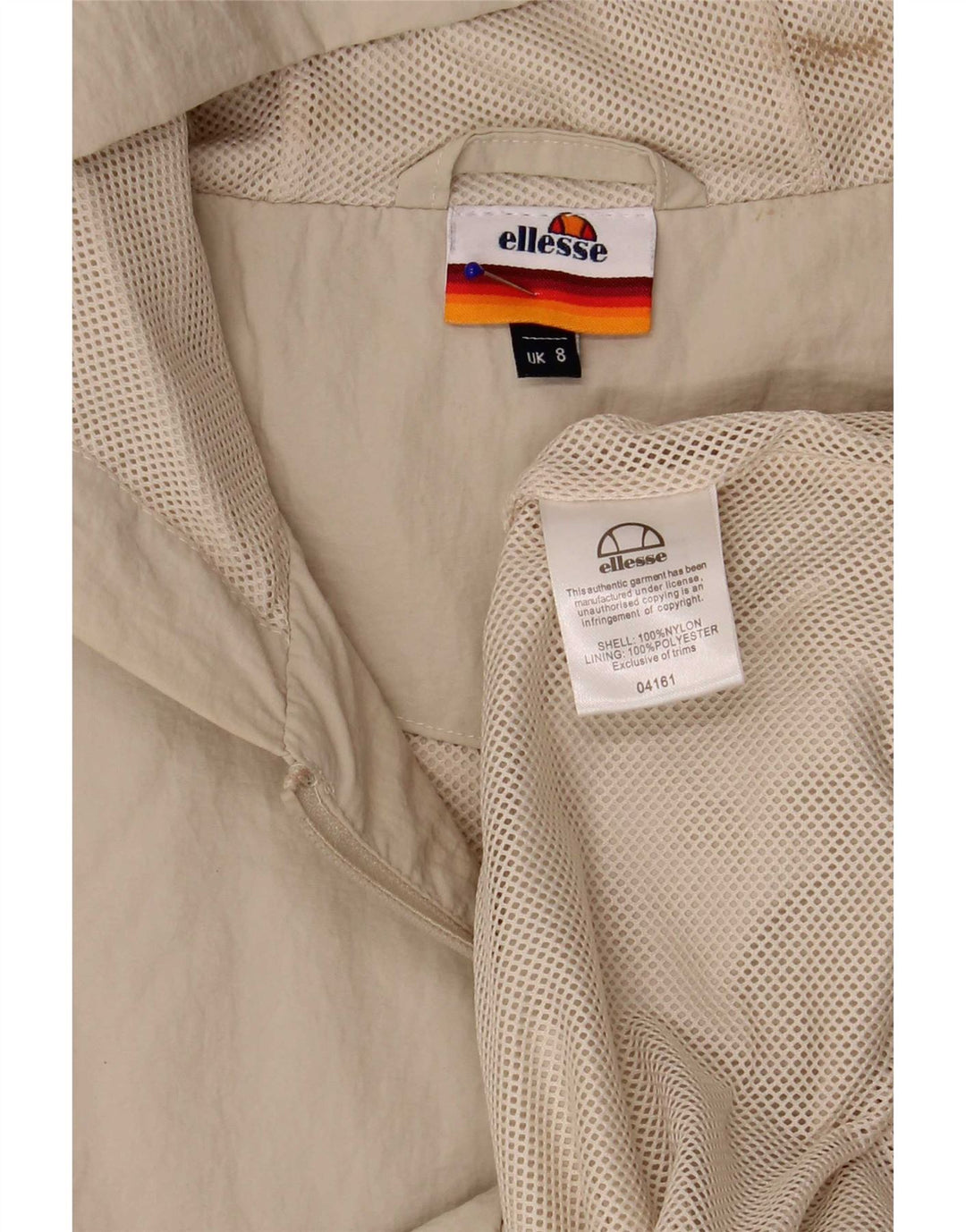 Ellesse Womens Oversized Hooded Pullover Rain Jacket UK 8 Small Beige Nylon