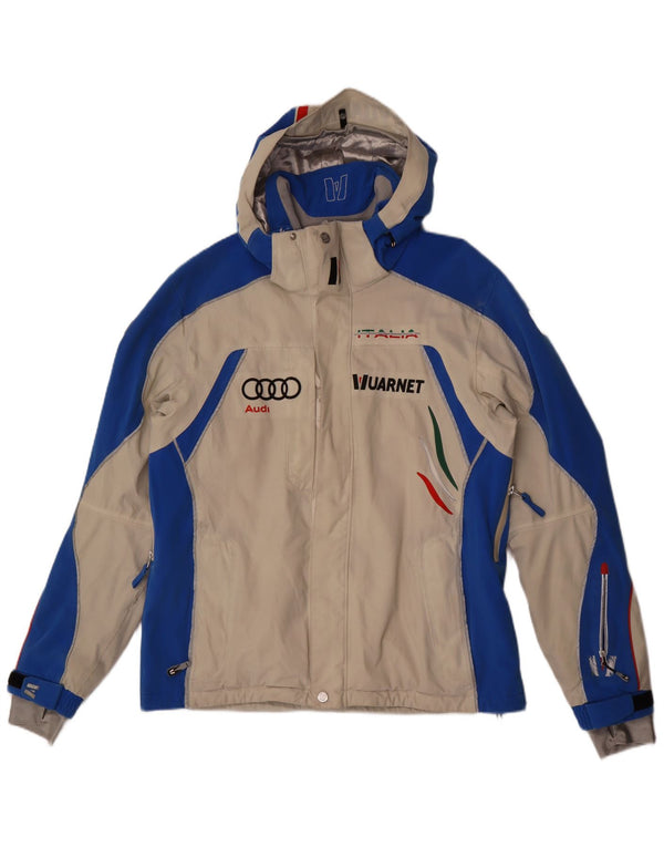 Vuarnet Mens Graphic Hooded Ski Jacket UK 38 Medium Beige Colourblock