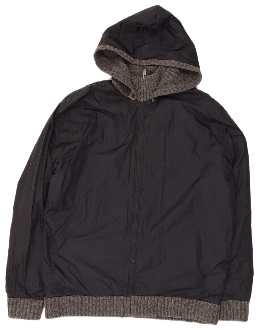 Massimo Dutti Mens Hooded Knit Reversible Jacket UK 42 XL Grey